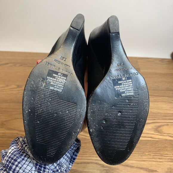 Colin Stuart Womens Sz 7.5 Platform Wedge Heel with Stretch Calf High Boot Black - Picture 4 of 12